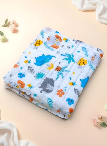 Muslin 6 layer Crinkled Bath Towel - Tiny Tuskers