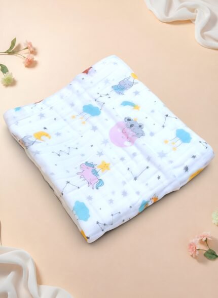 Muslin 6 layer Crinkled Bath Towel - Sleepy Sky