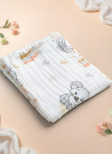 Muslin 6 layer Crinkled Bath Towel - Koala Bear
