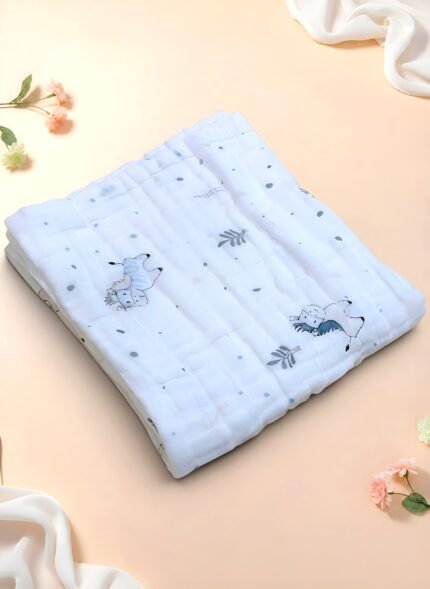 Muslin 6 layer Crinkled Bath Towel - Teeny Pony