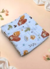 Muslin 6 layer Crinkled Bath Towel - Brown Bear
