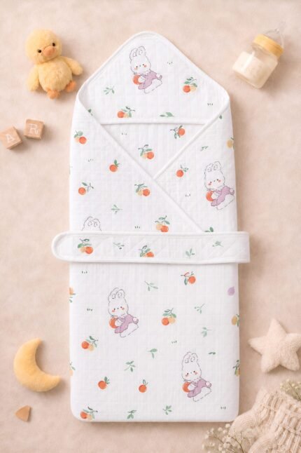 Hooded Towel Polyfil - Peachy Bunny