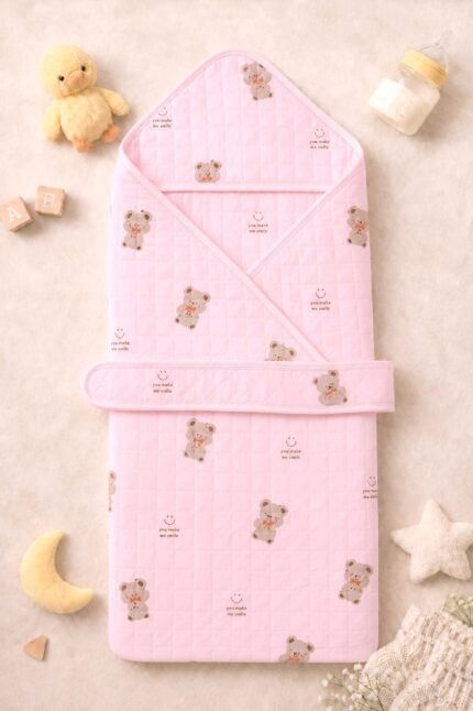 Hooded Towel Polyfil - Rosy Bear