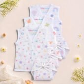 Muslin Front Open Jabla & Nappy set -Pack of 3 (Combo -3)