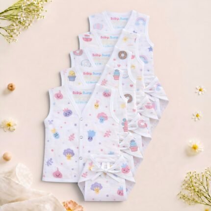 Muslin Front Open Jabla & Nappy set -Pack of 5 (Combo -2)