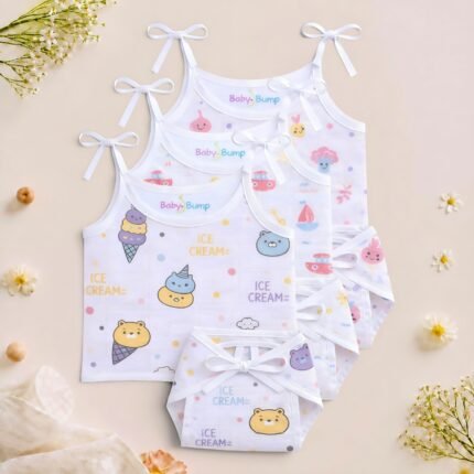 Muslin Strap Knot Jabla & Nappy set -Pack of 3 (Combo -5)