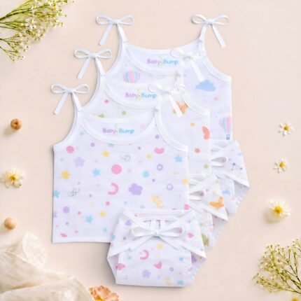 Muslin Strap Knot Jabla & Nappy set -Pack of 3 (Combo -3)