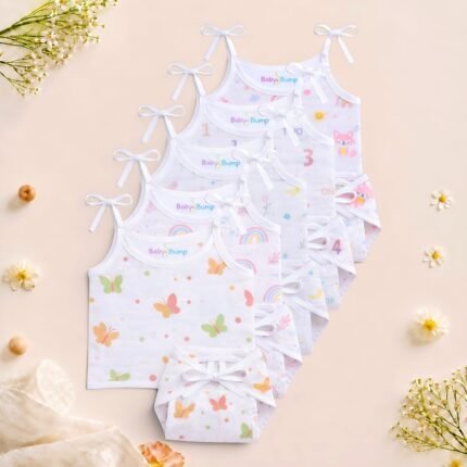 Muslin Strap Knot Jabla & Nappy set -Pack of 5 (Combo -1)