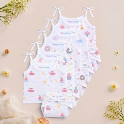 Muslin Strap Knot Jabla & Nappy set -Pack of 5 (Combo -2)