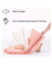 Foldable Baby Mosquito Net - Half Mesh (Pink) - Image 2
