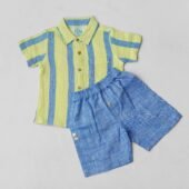 Crinkled Muslin Shirt-Shorts Set - Bengal Stripe