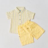 Crinkled Muslin Shirt-Shorts Set - Pencil Stripe