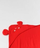 Muslin Bubble Crinkled Hooded Blanket - Carmine  (Kitty) - Image 2