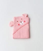Muslin Bubble Crinkled Hooded Blanket - Flamingo Pink (Puppy)