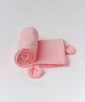 Muslin Bubble Crinkled Hooded Blanket - Flamingo Pink (Kitty) - Image 5