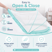 Foldable Baby Mosquito Net - Full Mesh (Green) - Image 2