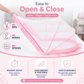 Foldable Baby Mosquito Net - Full Mesh (Pink) - Image 2