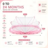 Foldable Baby Mosquito Net - Full Mesh (Pink) - Image 3