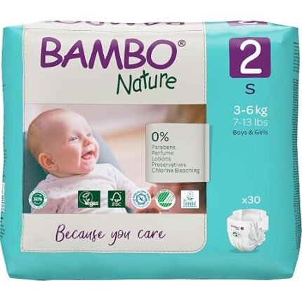 Bambo Nature Premium Baby Tape Diapers for New Born Baby S Size (3-6 Kgs) 30 Piece pack