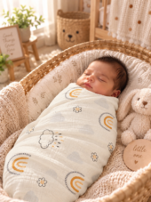 Crinkled Muslin Swaddle | Rainy Day - Image 2