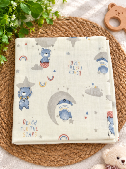 Crinkled Muslin Swaddle | Starry Bear