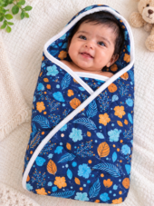 CloudNest Baby Wrapper - Blue Leaf