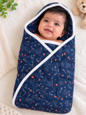 CloudNest Baby Wrapper - Navy Floral