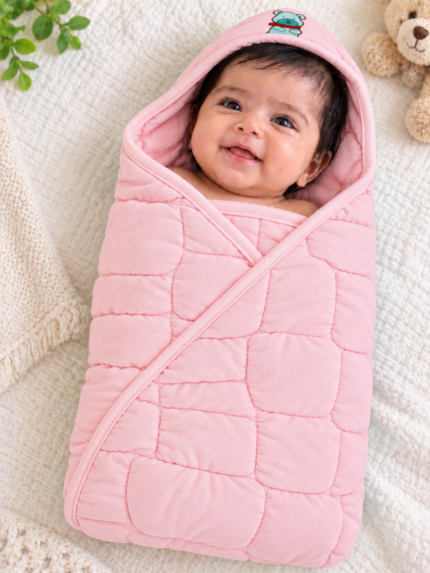 VelvetHug Baby Wrapper - Blush Bunny